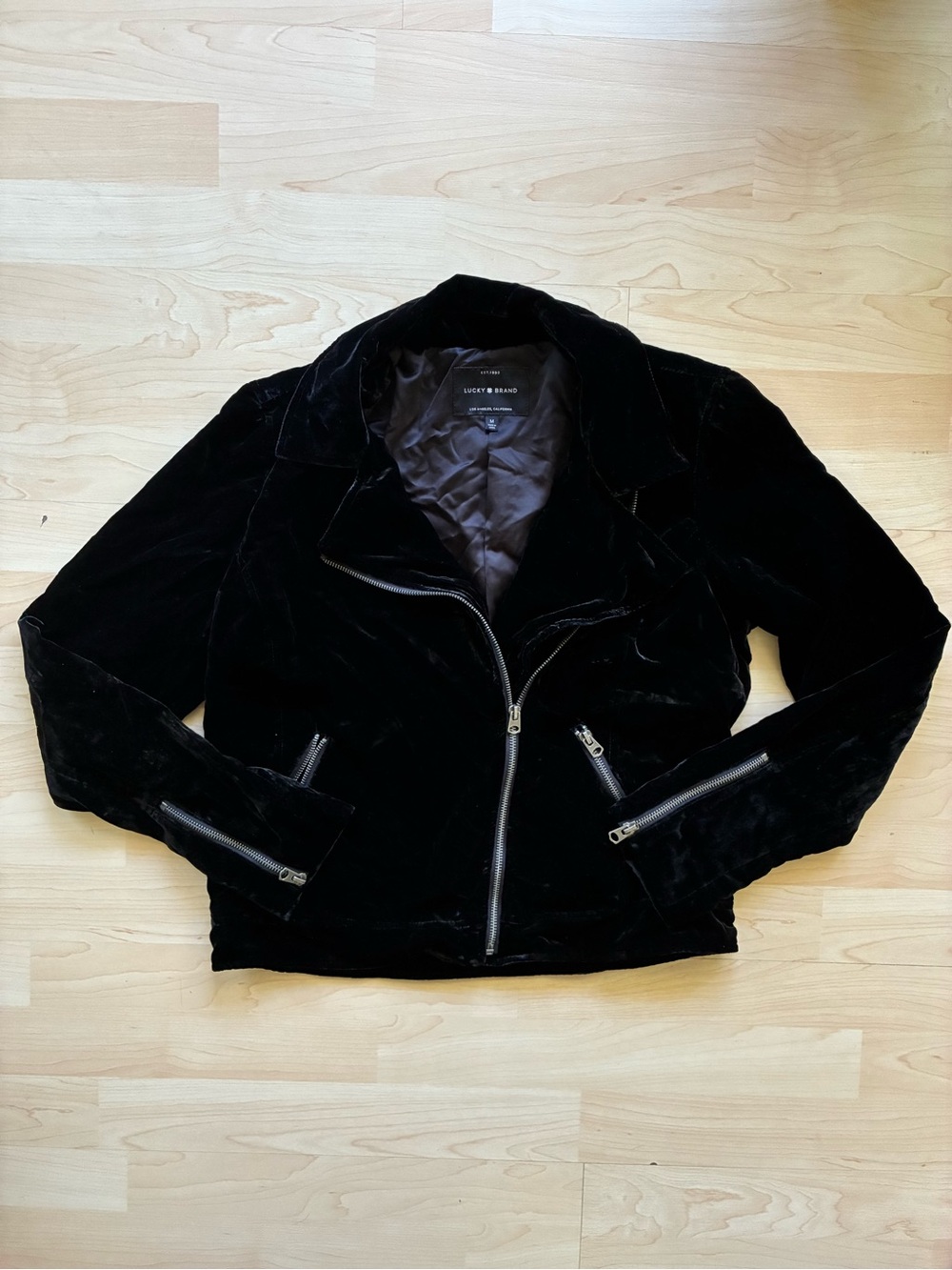 Lucky Brand Women's Michelle Velvet Moto Jacket Black, M